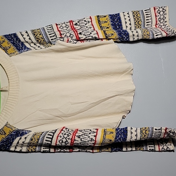 FREE PEOPLE Multi-coloured Sleeves Top Size L Cream - Picture 4 of 6
